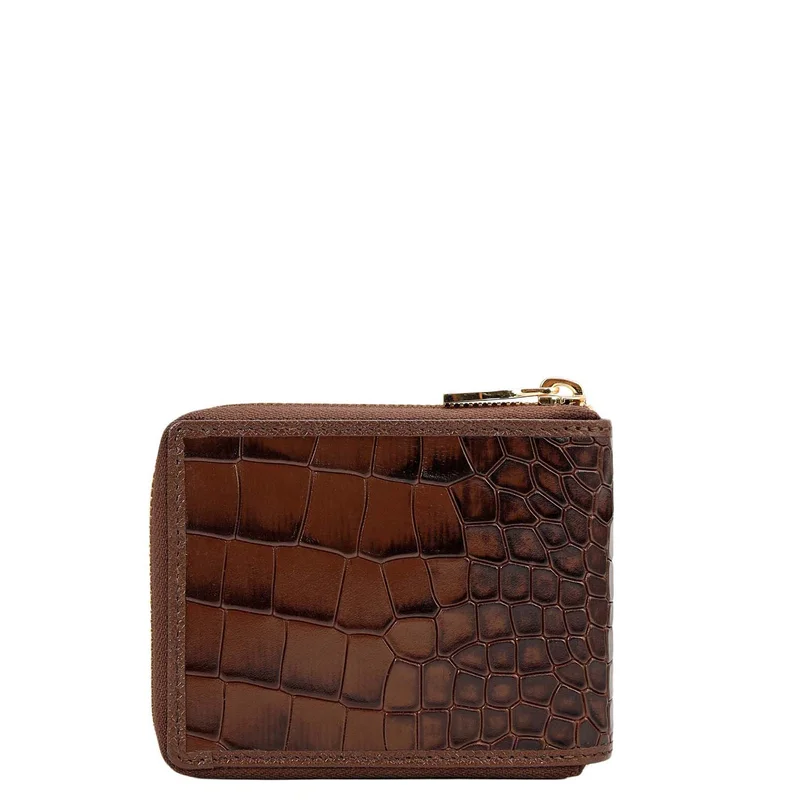Da Milano Walnut Croco Leather Ladies Wallet - Walnut for Women | Best Price UAE